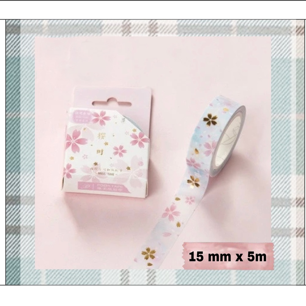 2 washi tape Pink and gold accent peel off tape